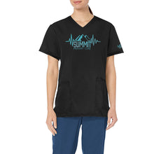 Load image into Gallery viewer, Summit Female Scrub Top Black 2 All Over Print Scrub Top
