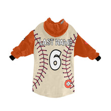 Load image into Gallery viewer, Chaos F Baseball LastName/Number/FirstName Orange Sleeve Blanket Hoodie for Kids
