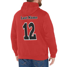 Load image into Gallery viewer, Baseball Red Fleece Lined Men&#39;s Long Sleeve Fleece Hoodie (Model H55)
