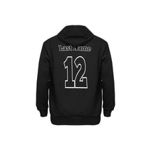 Load image into Gallery viewer, Black Baseball Fleece Lined Men&#39;s Long Sleeve Fleece Hoodie (Model H55)
