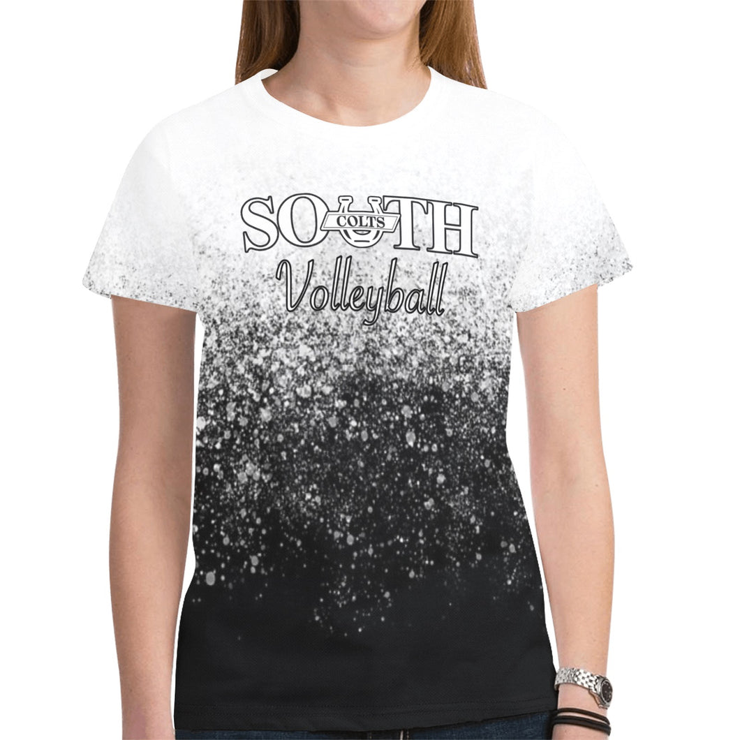 Women South U Lastname/Number BW New All Over Print T-shirt for Women (Model T45)
