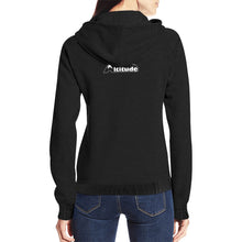 Load image into Gallery viewer, Altitude Black Zip up All Over Print Full Zip Hoodie for Women (Model H14)
