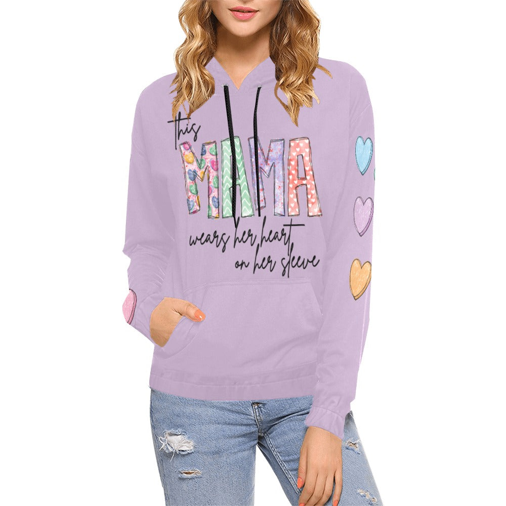 Mama Light Purple All Over Print Hoodie for Women (USA Size) (Model H13)