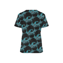 Load image into Gallery viewer, Summit Female Scrub Top Black All Over Print Scrub Top
