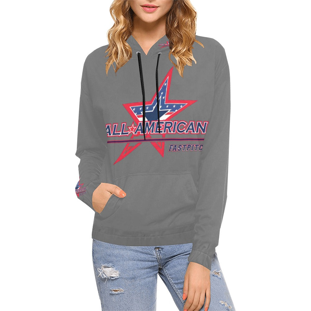 All American Grey Plain No Custom All Over Print Hoodie for Women (USA Size) (Model H13)