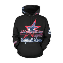 Load image into Gallery viewer, All American Mom Hoodie Full Custom Black Blue Words All Over Print Hoodie for Women (USA Size) (Model H13)
