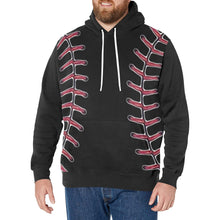 Load image into Gallery viewer, Black Baseball Fleece Lined Men&#39;s Long Sleeve Fleece Hoodie (Model H55)
