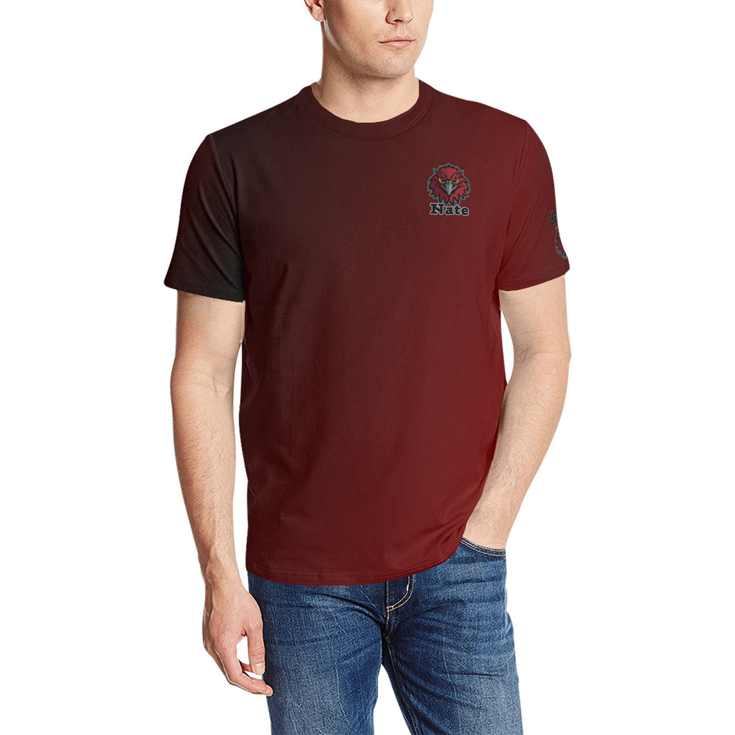 Fade Maroon Name Men's All Over Print T-Shirt (Random Design Neck) (Model T63)