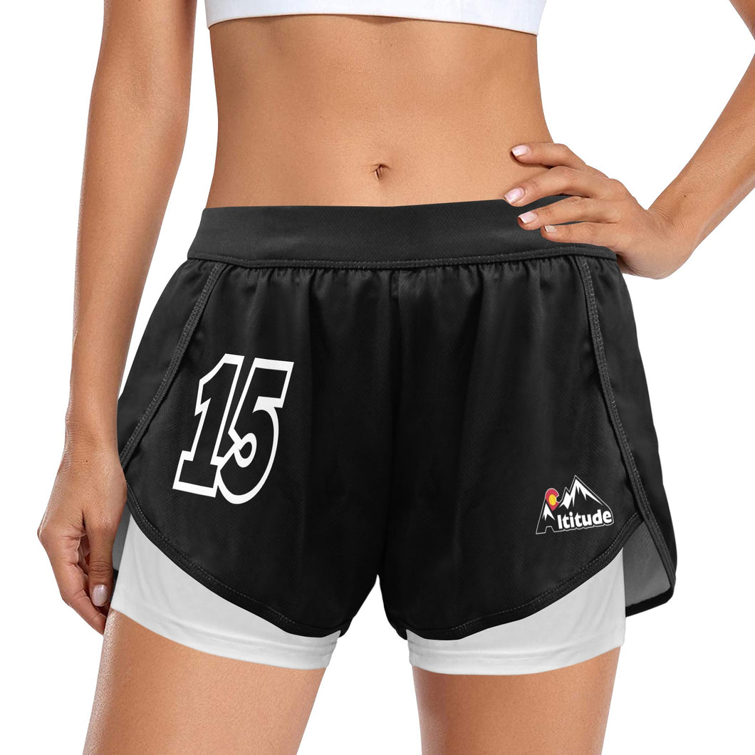 Altitude Shorts Black Women's Sports Shorts with Compression Liner (Model L63)