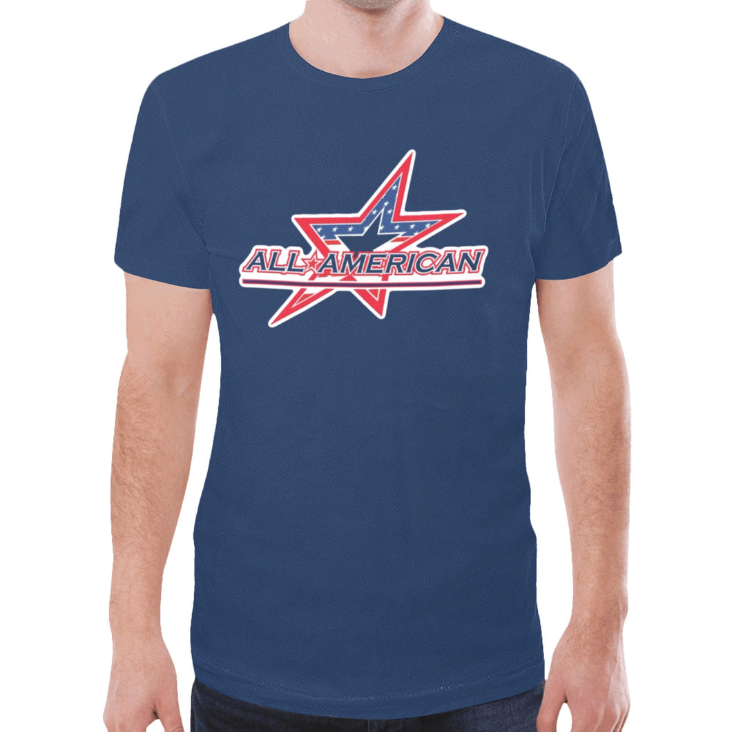 All American Name Number Blue New All Over Print T-shirt for Men (Model T45)