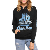 PW Black Cheer Mom Hoodie Full Custom Name, LN, Year All Over Print Hoodie for Women (USA Size) (Model H13)