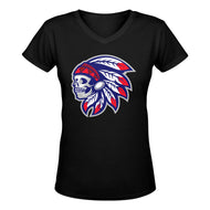 Trive V Pink Black Women's Deep V-neck T-shirt (Model T19)