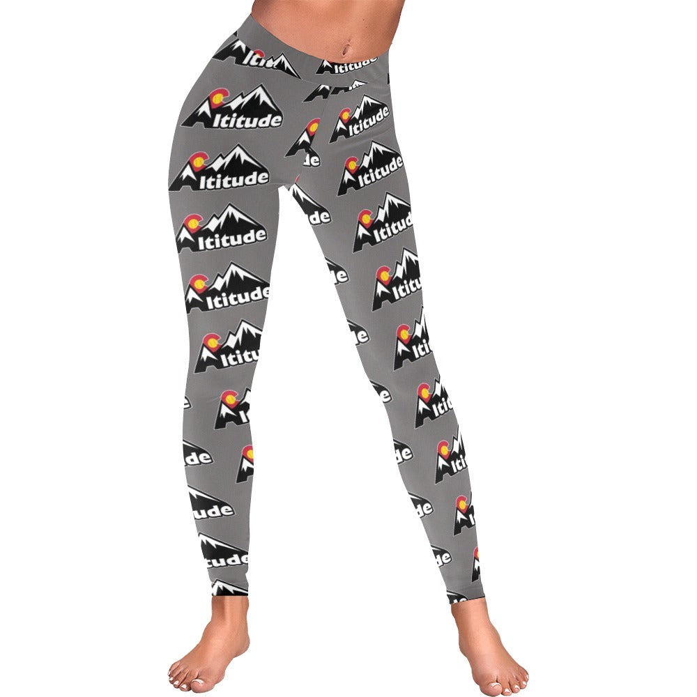 Altitude Leggings Grey Pattern Low Rise Leggings (Invisible Stitch) (Model L05)