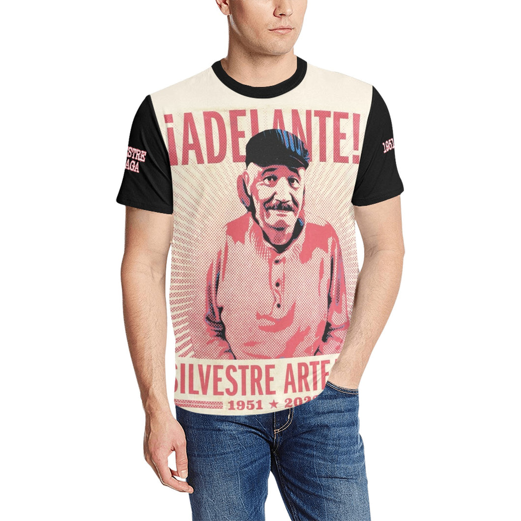 Sil black sleeves Men's All Over Print T-Shirt (Solid Color Neck) (Model T63)