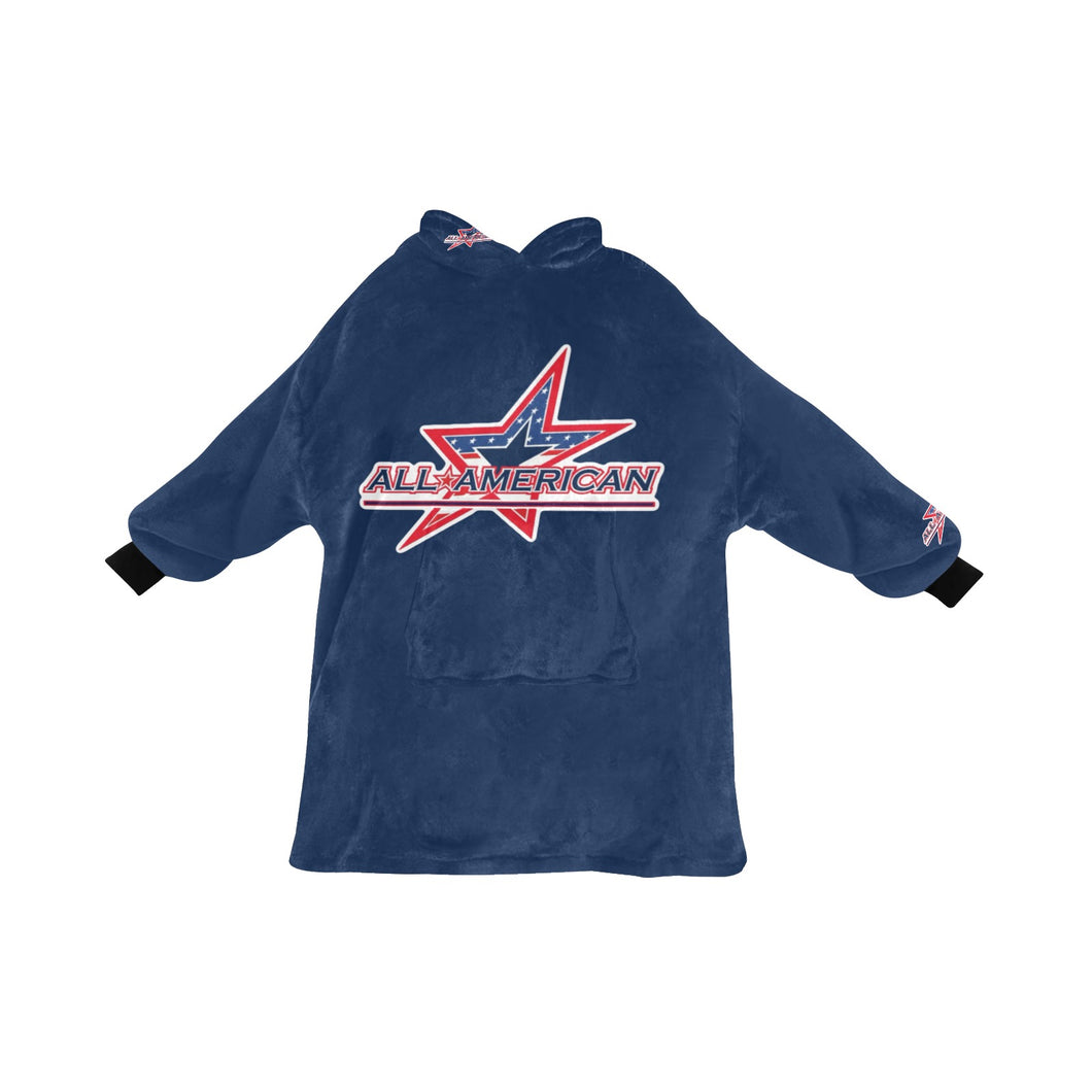 All American Snuggler Blue Blanket Hoodie for Women