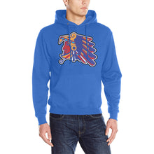 Load image into Gallery viewer, Azteca 50/50 Blue Heavy Blend Hooded Sweatshirt

