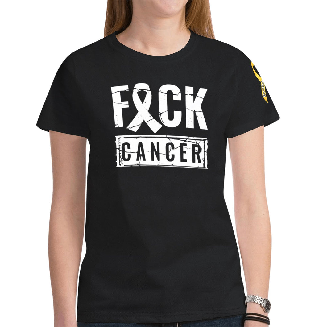 FCK Cancer Dom Black women New All Over Print T-shirt for Women (Model T45)