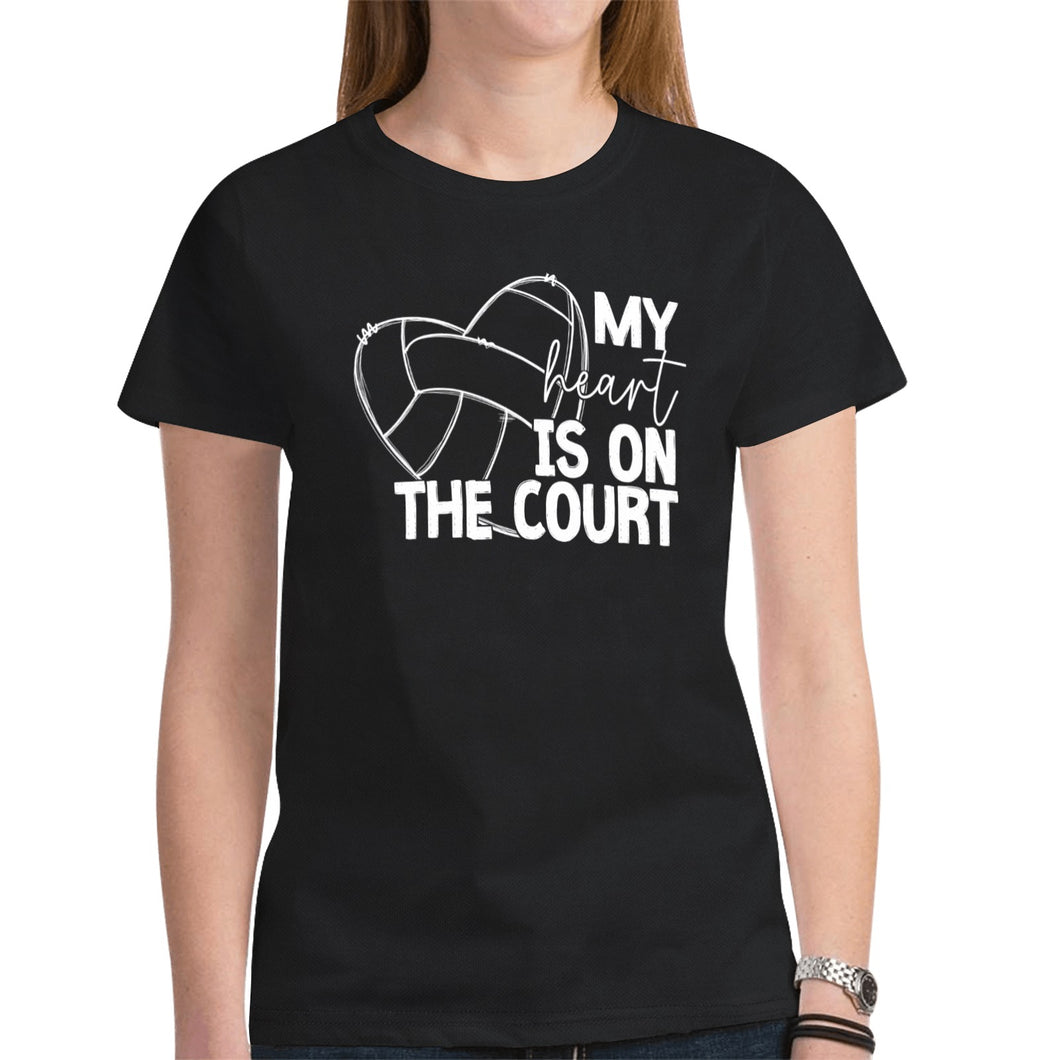 MyHeartVolleyball Black Name/Number New All Over Print T-shirt for Women (Model T45)