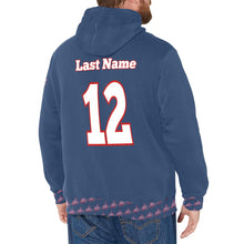 Load image into Gallery viewer, All American Basic Number, Print Cuff Blue Men&#39;s Long Sleeve Fleece Hoodie (Model H55)
