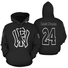 Load image into Gallery viewer, WF Sport Name/Number Black/black All Over Print Hoodie for Men (USA Size) (Model H13)
