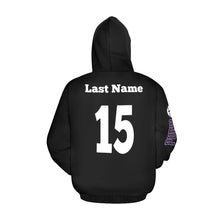 Load image into Gallery viewer, PS Black Last Name/Number All Over Print Hoodie for Men (USA Size) (Model H13)

