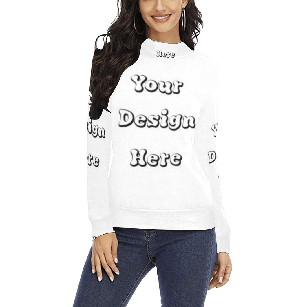 Custom Your Design Here- Female Mock Collar Women's All Over Print Mock Neck Sweater (Model H43)