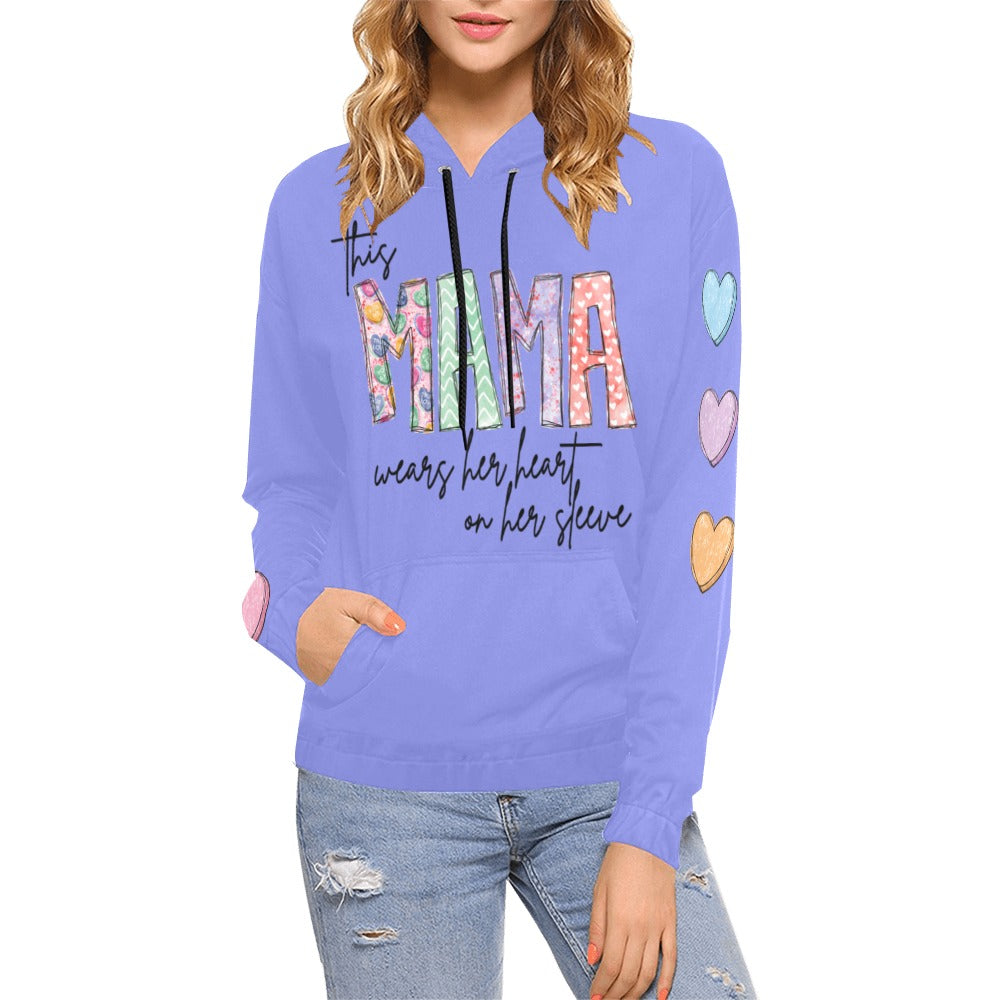 Mama Purple All Over Print Hoodie for Women (USA Size) (Model H13)