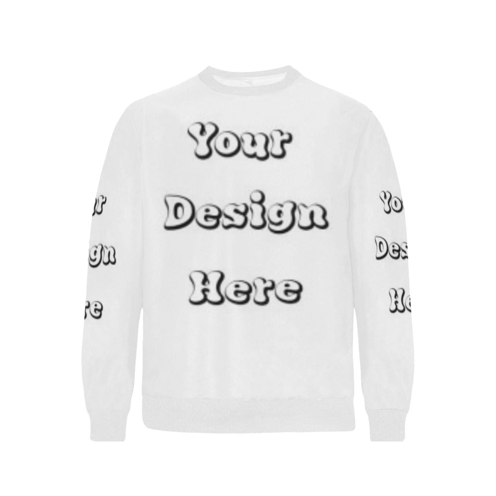 Custom Your Design Here- Male Crewneck Men's Rib Cuff Crew Neck Sweatshirt (Model H34)