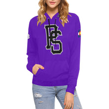 Load image into Gallery viewer, Pueblo Steel Black Full Custom Purple BlackPS All Over Print Hoodie for Women (USA Size) (Model H13)
