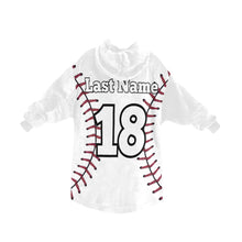 Load image into Gallery viewer, Baseball Mini LastName/Number Blanket Hoodie for Kids
