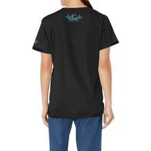 Load image into Gallery viewer, Summit Female Scrub Top Black 2 All Over Print Scrub Top
