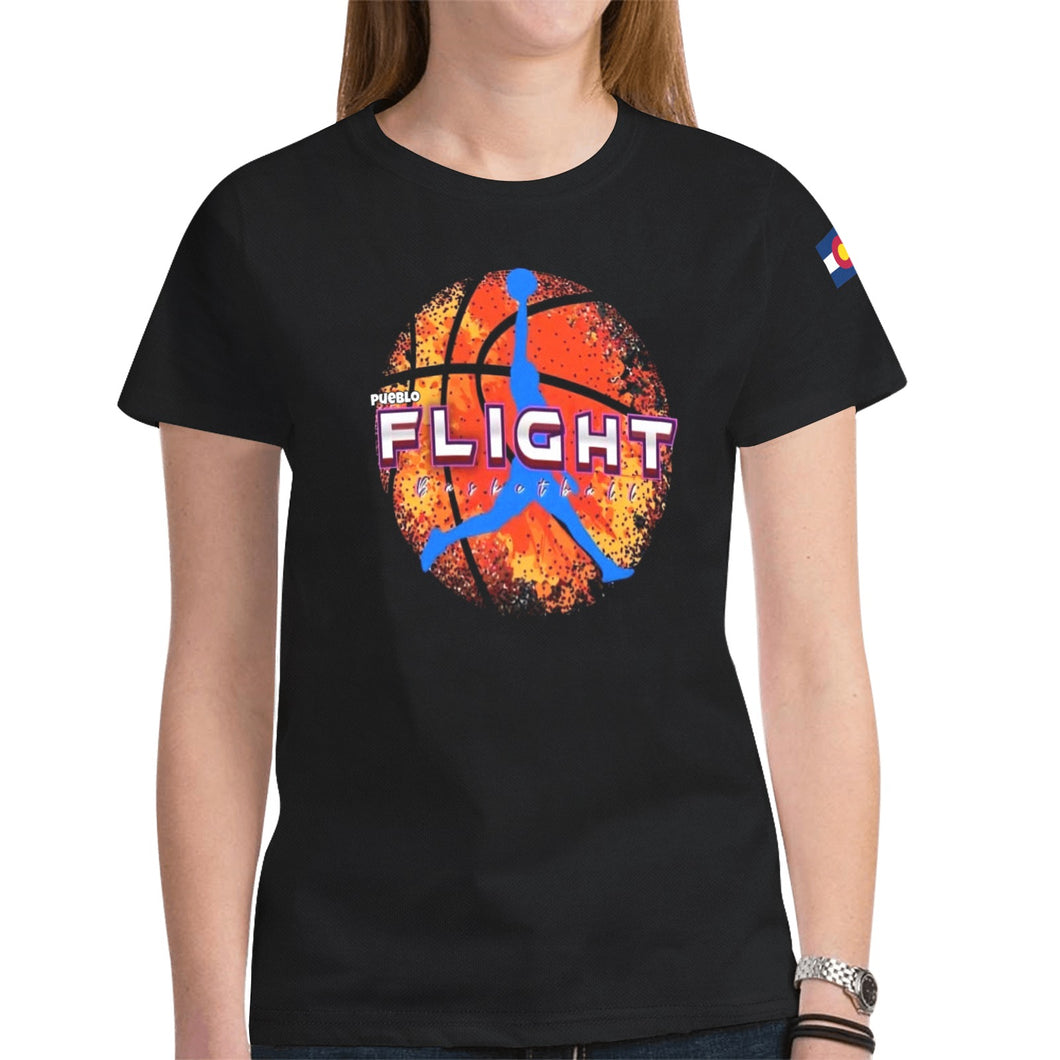 Flight Women Black Shirt New All Over Print T-shirt for Women (Model T45)