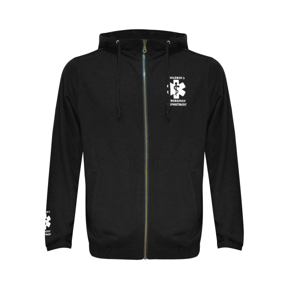 94/6 poly/spandex ER Block Zip-Up Hoodie Men and Women Sizes