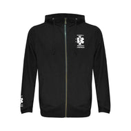 94/6 poly/spandex ER Block Zip-Up Hoodie Men and Women Sizes