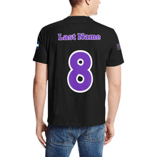 Load image into Gallery viewer, PS Black Shirt Last Name/Number 1 Men&#39;s All Over Print T-Shirt (Solid Color Neck) (Model T63)
