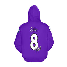 Load image into Gallery viewer, Pueblo Steel Black Full Custom Purple f All Over Print Hoodie for Women (USA Size) (Model H13)
