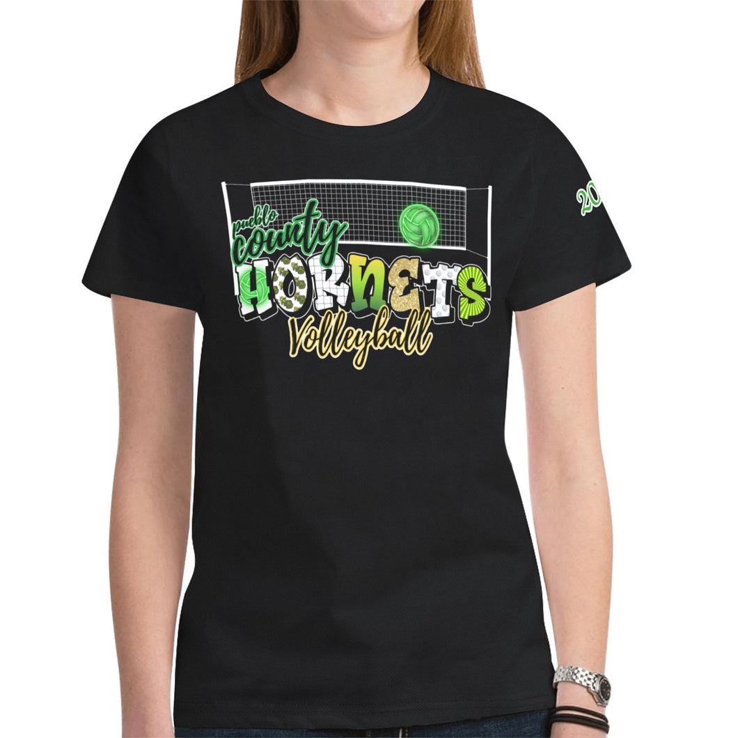County Volleyball T-shirt for Women (ModelT45) No Name/No Number