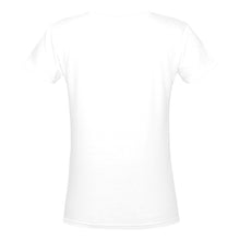 Load image into Gallery viewer, All American V-neck White Women&#39;s Deep V-neck T-shirt (Model T19)
