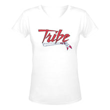 Load image into Gallery viewer, Tribe V Pink White f Women&#39;s Deep V-neck T-shirt (Model T19)
