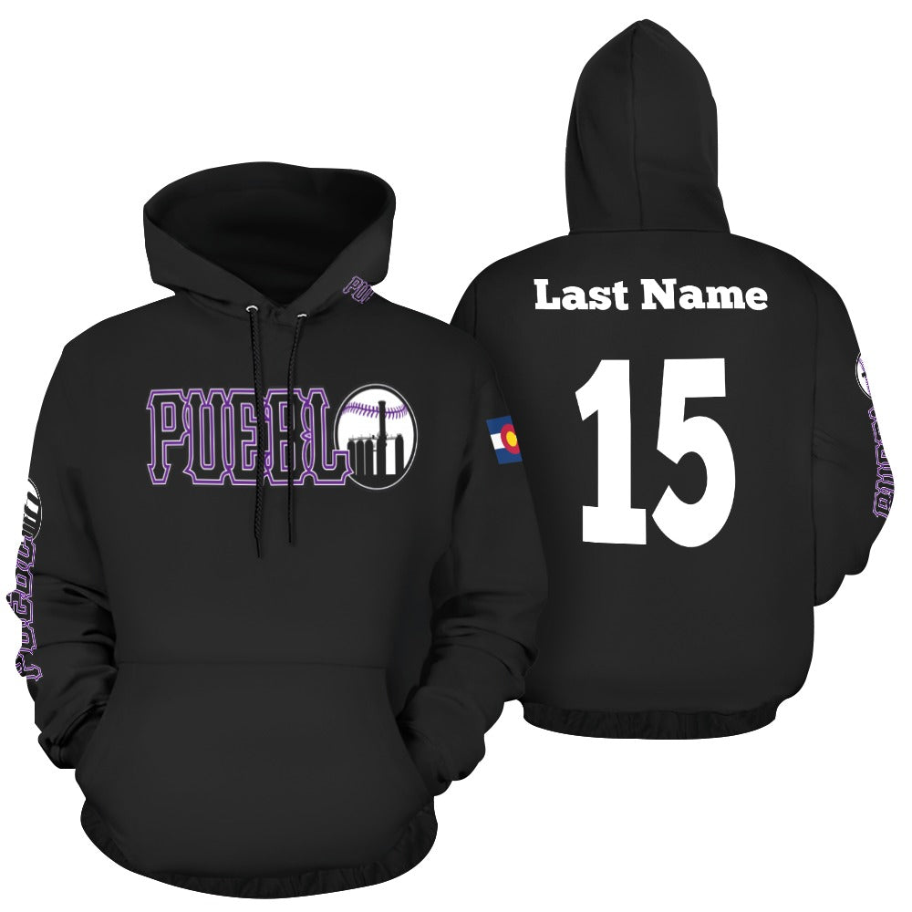 PS Black Last Name/Number All Over Print Hoodie for Men (USA Size) (Model H13)