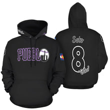 Load image into Gallery viewer, Pueblo Steel B/W PS Last name/Number Nickname B/W 0 All Over Print Hoodie for Women (USA Size) (Model H13)
