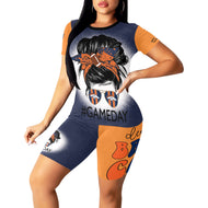 Football Gameday Orange/Blue Women's Short Set
