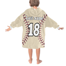 Load image into Gallery viewer, Baseball Cream Mini LastName/Number Blanket Hoodie for Kids
