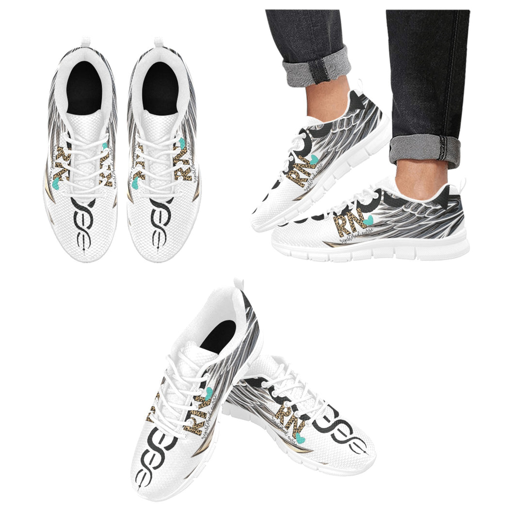 RN Shoe Nurse Symbol White out Women's Breathable Running Shoes (Model 055)