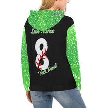 Load image into Gallery viewer, Aces Baseball Mama Hoodie, Glitter, Name/Last/Nick/Baseball Number All Over Print Hoodie for Women (USA Size) (Model H13)

