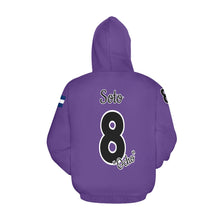 Load image into Gallery viewer, Pueblo Steel purple PS Last name/Number Nickname B/W All Over Print Hoodie for Women (USA Size) (Model H13)
