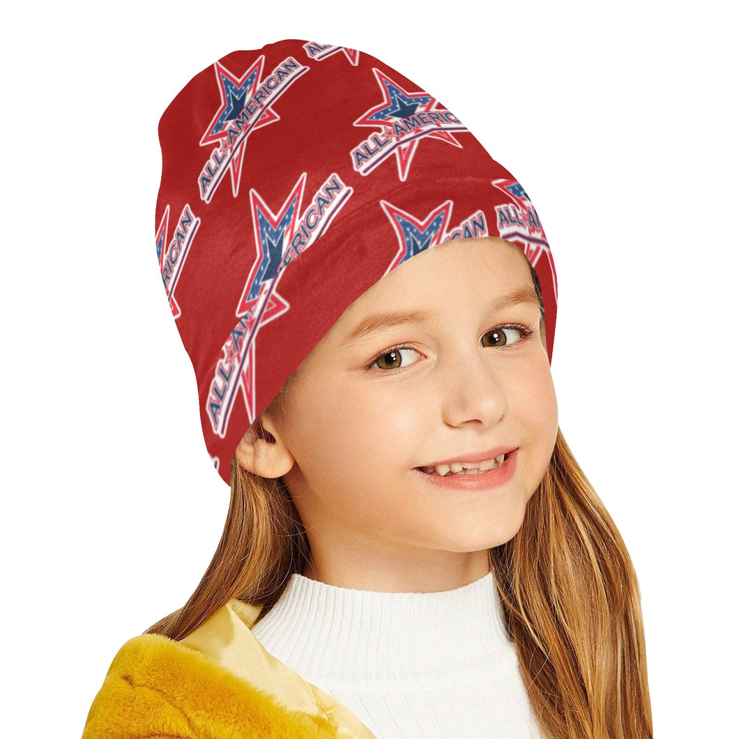 All American Beanie Pattern Red Y All Over Print Beanie for Kids