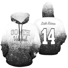 Load image into Gallery viewer, South Volley Ball Hoodie Name/Number All Over Print Hoodie for Women (USA Size) (Model H13)
