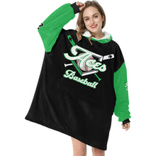 Load image into Gallery viewer, Aces Sherpa Black/Green Blanket Hoodie for Women
