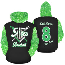 Load image into Gallery viewer, Aces Baseball Hoodie, Name/Last/Nick/Baseball Number All Over Print Hoodie for Women (USA Size) (Model H13)
